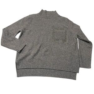 Hemisphere wool cashmere sweater glitter pocket  high low woman size S high neck